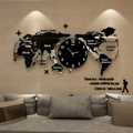 3D DIGITAL WORLD MAP WOODEN WALL CLOCK 24x24 inches