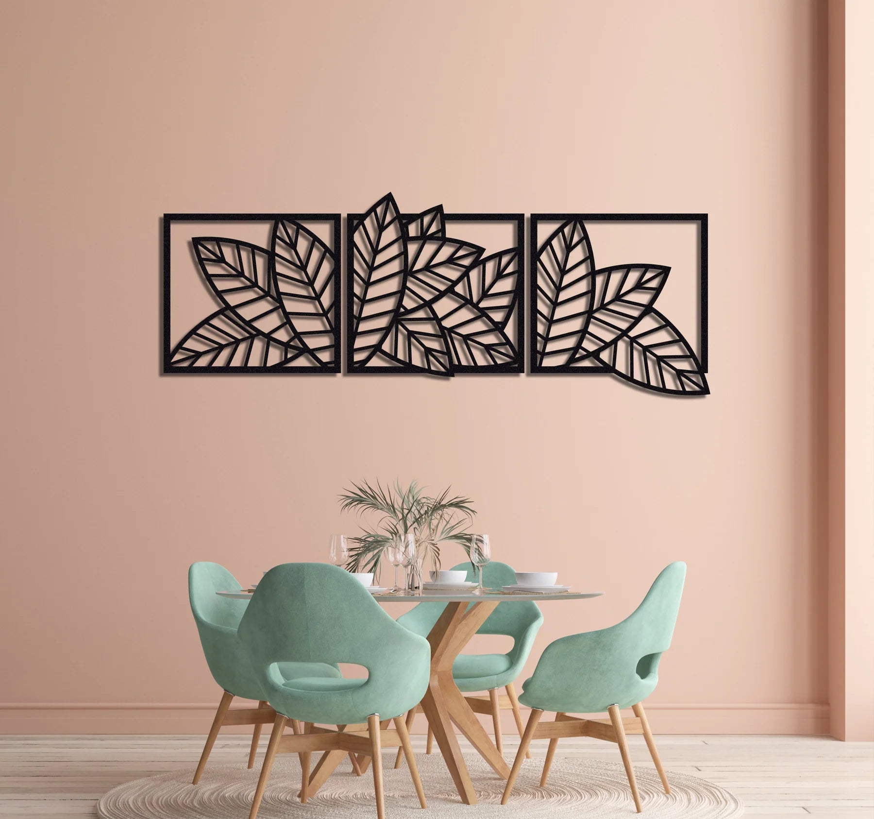 3D wooden 3 Piece Long Leaf Panels | Wall Hanging wooden Art