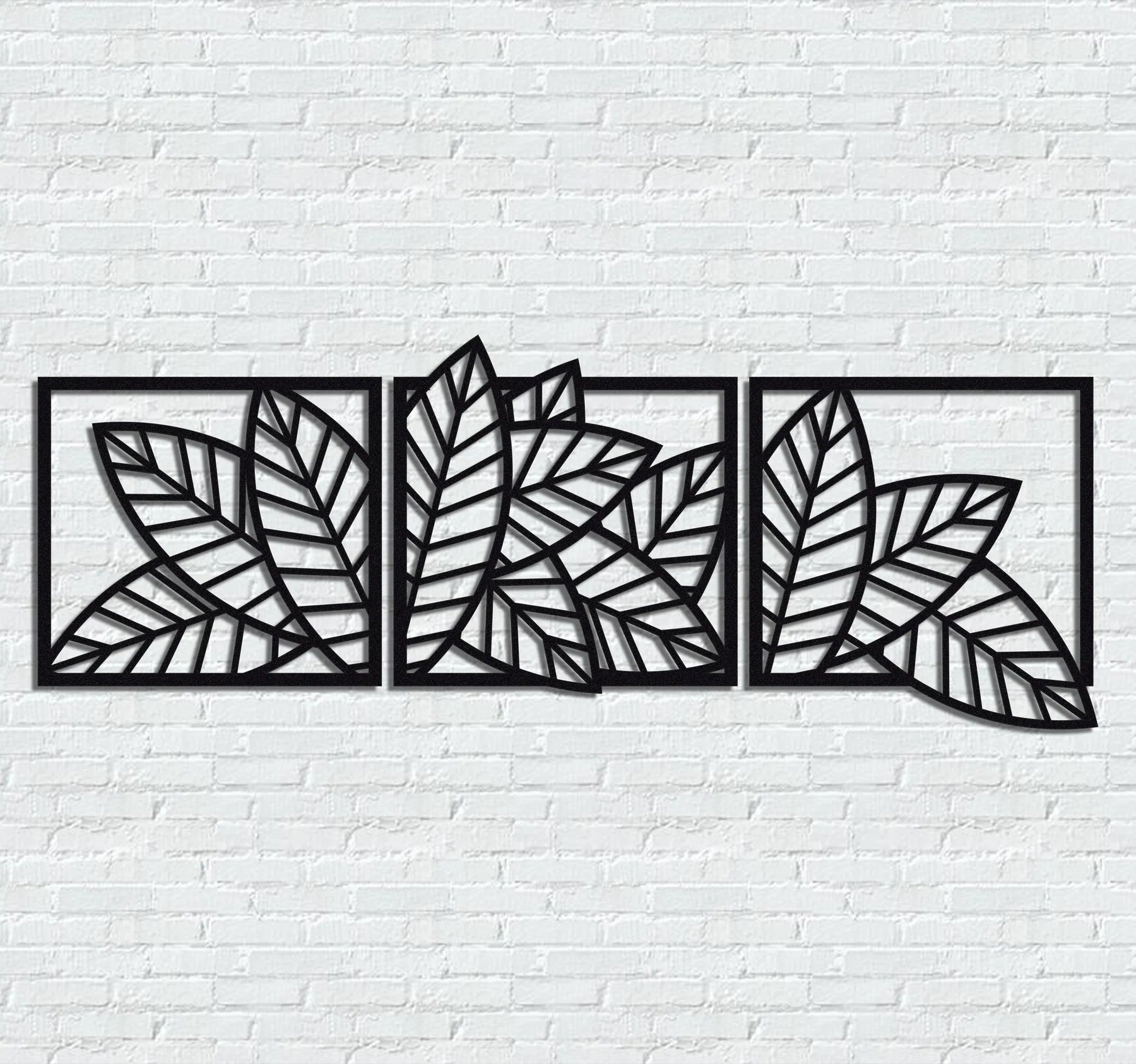 3D wooden 3 Piece Long Leaf Panels | Wall Hanging wooden Art