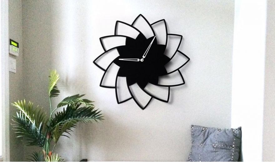 3D WOODEN FLORAL WALL CLOCK