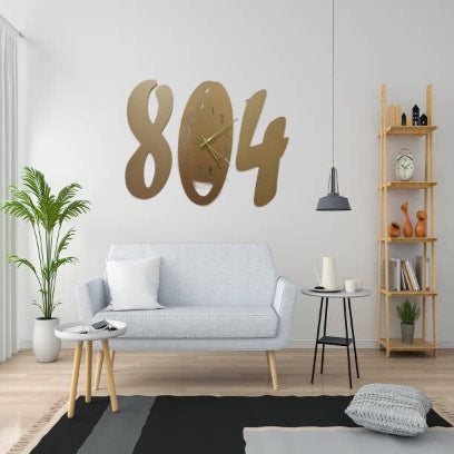 3d wall clock Wooden Golden color Wall Clock (804)