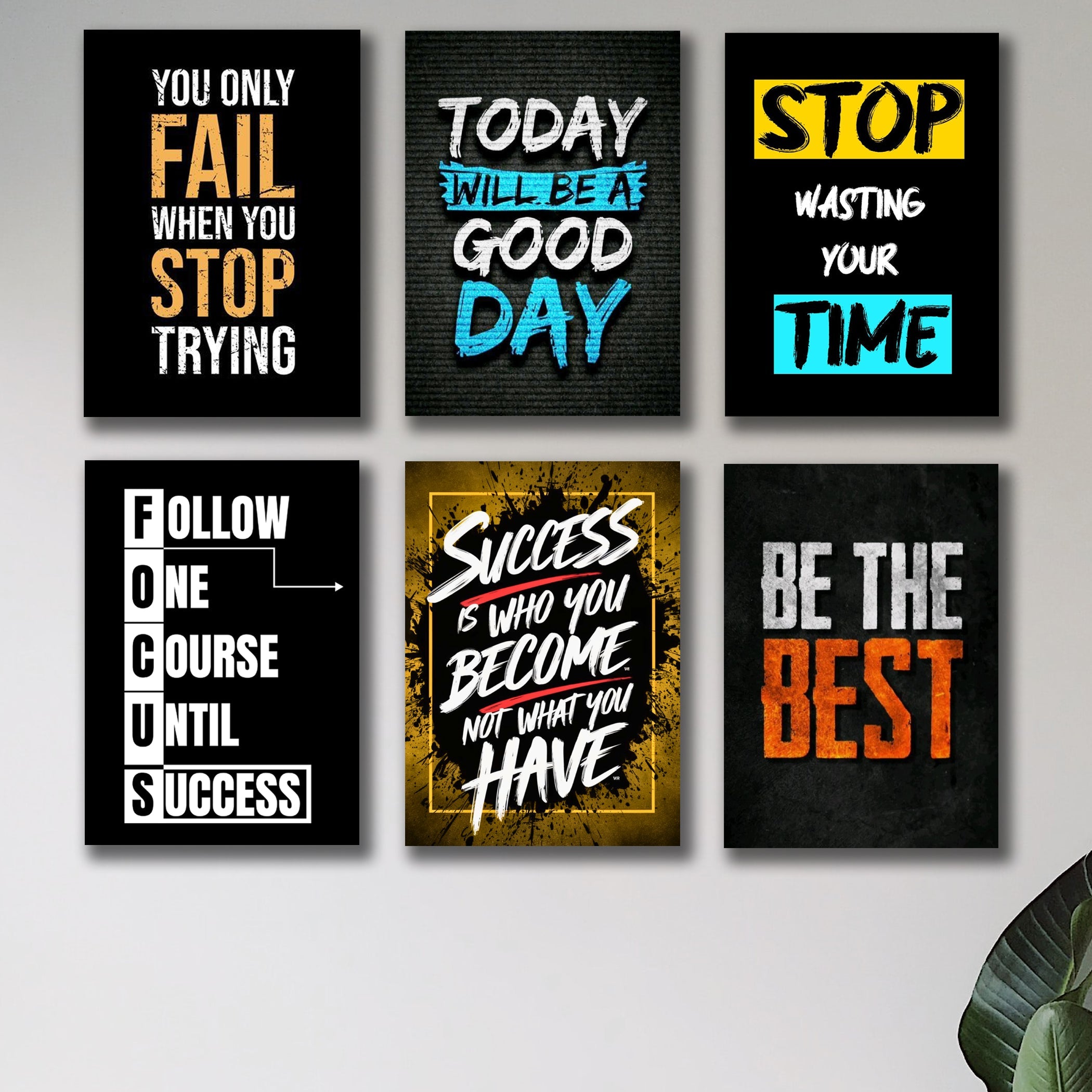 Set of 6 Motivational wooden canvas frames