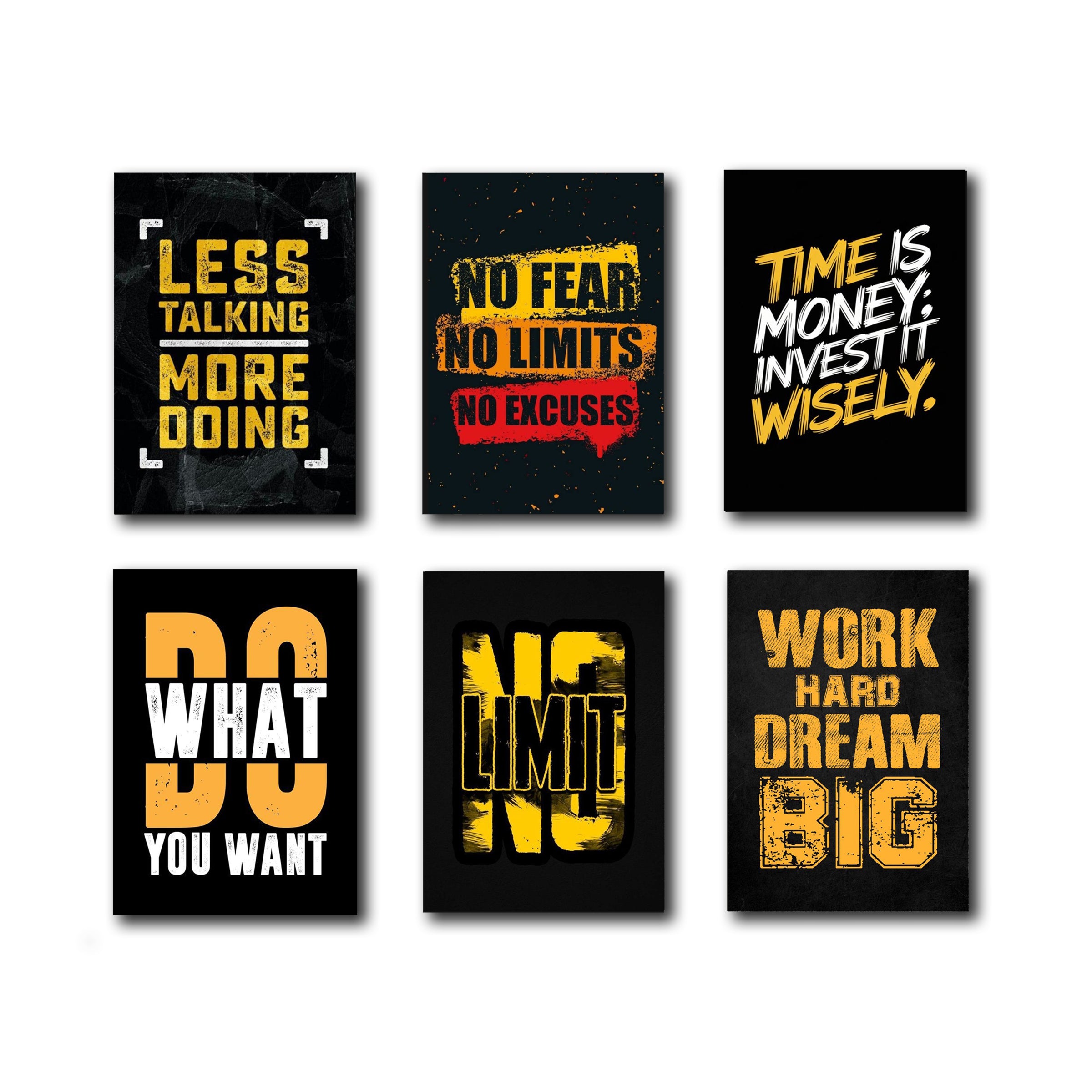 Pack of 6 Motivational quotes sticky wooden canvas frames for wall