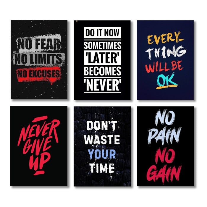 Set of 6 Motivational sticky canvas frames