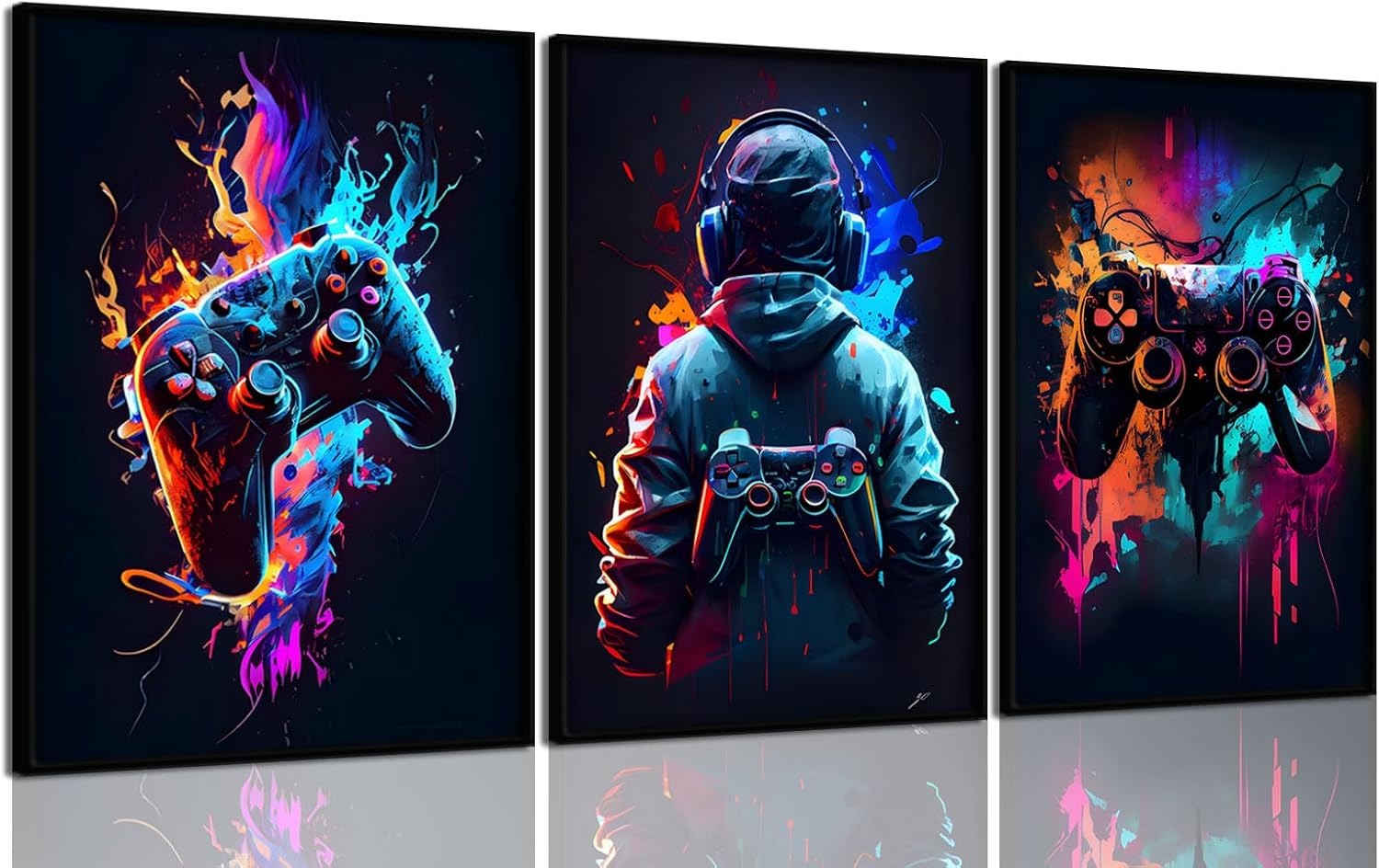 3Pcs Cool Gaming Wall Art Retro Video Game sticky phototiles wall frames