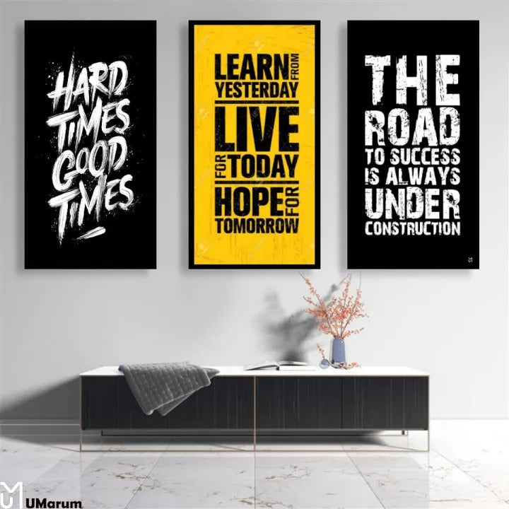 Set Of 3 Motivational Quote Frames For Office Decor