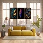3-Piece Feather Design Wall Art Frames