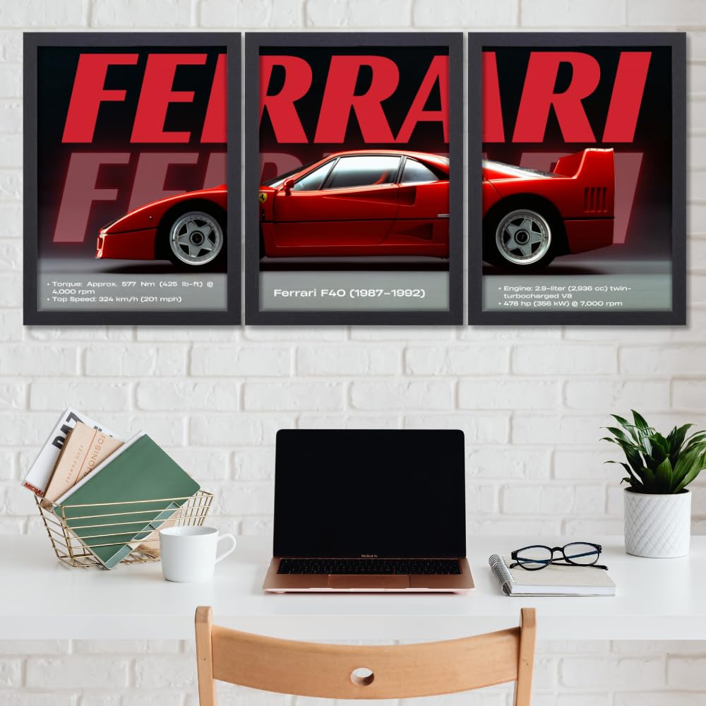 3 Pc Ferrari Wall Décor Photo Tiles | High Quality