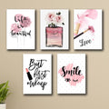 Set of 5 Makeup-Themed Wall Art Frames – 8x11"