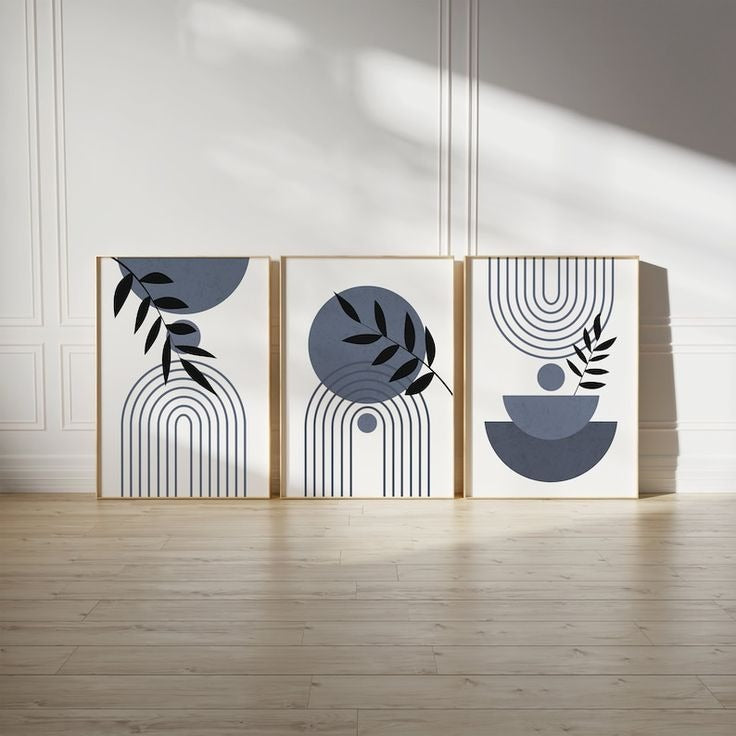 Set of 3 Abstract Botanical Wall Art Frames