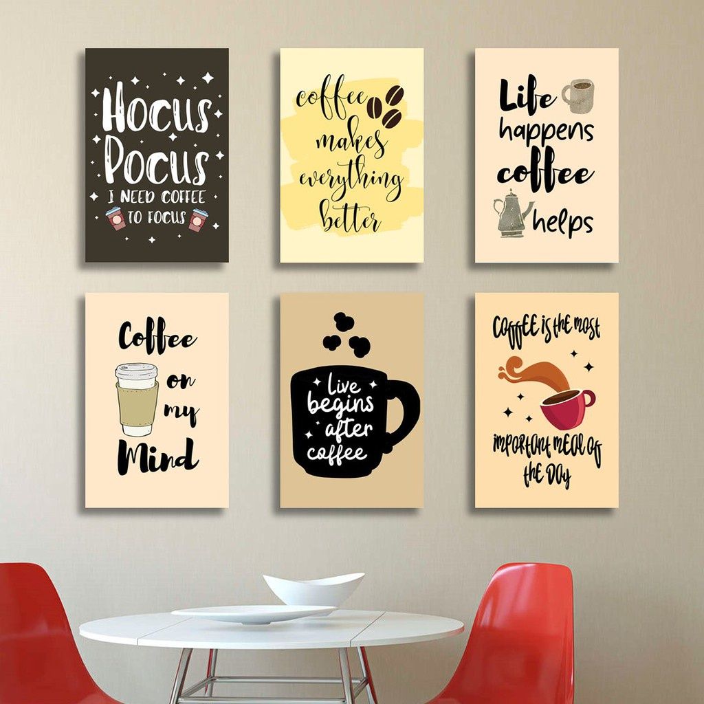 6pcs Quotes For Coffee Lovers Stickytiles Frames