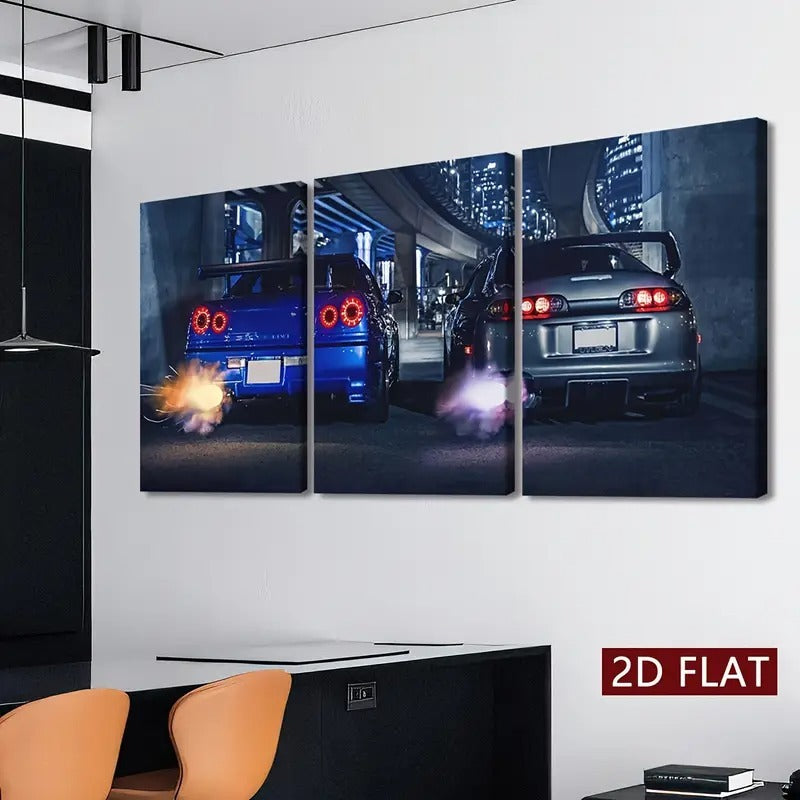 Set of 3 Car Wall Art for Home Decore