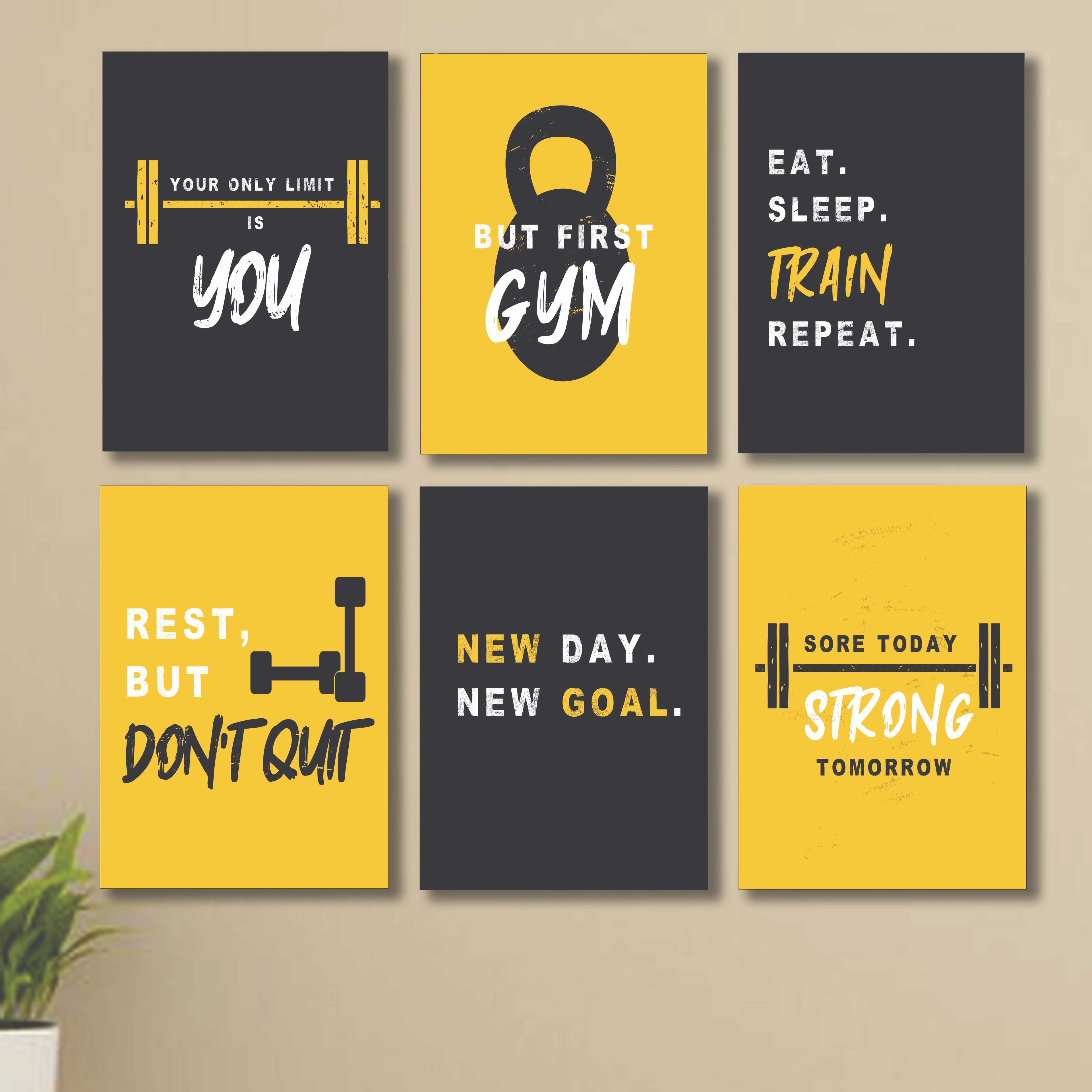 Set of 6 Motivational sticky canvas frames for wall decore