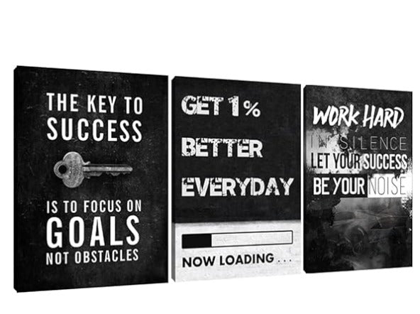 set of 3 Motivational sticky canvas frames for wall decore
