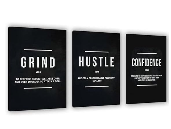 set of 3 Motivational sticky canvas frames for wall decore