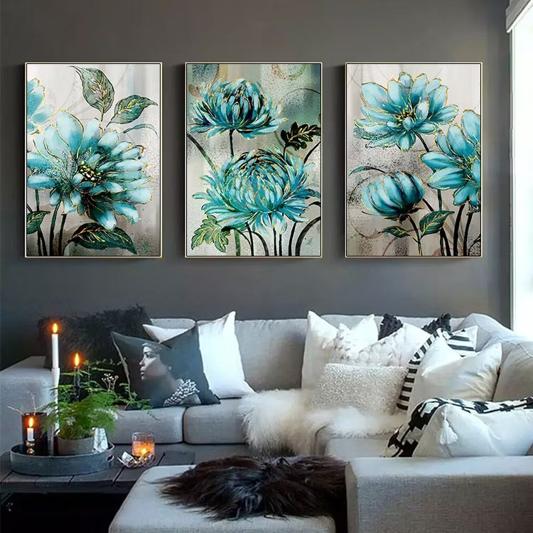 Set of 3 Flower Frame Wall Painting Art for Living Room Bedroom