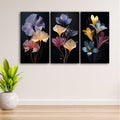Set Of 3 Flowers Art Wooden Frames For Wall Decoration