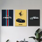 3 Pcs Cars Wall Frames Set – Premium Sports Car Wall Art