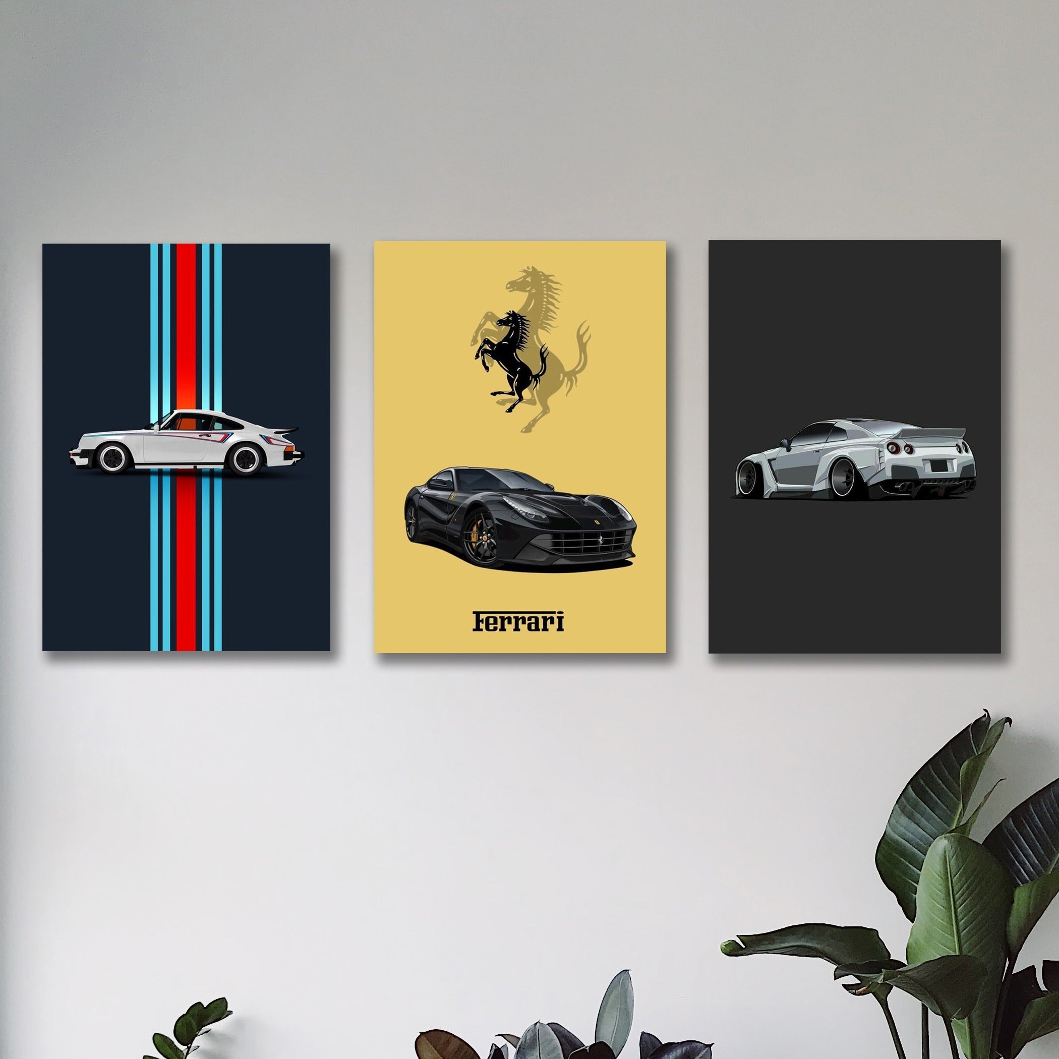 3 Pcs Cars Wall Frames Set – Premium Sports Car Wall Art