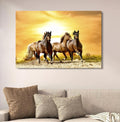Golden Sunset Running Horses Canvas Art