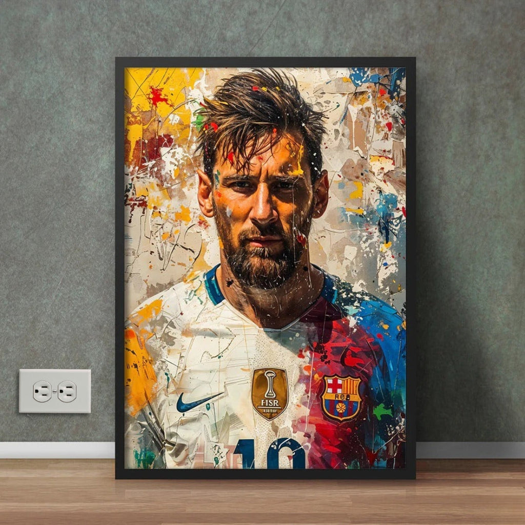 Lionel Messi In FC Barcelona | Abstract Paint Sports Wall Art