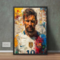Lionel Messi In FC Barcelona | Abstract Paint Sports Wall Art