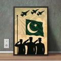 Pakistan Army Saluting Pakistani Flag with JF-17 In Skies | PAF Wall Decor