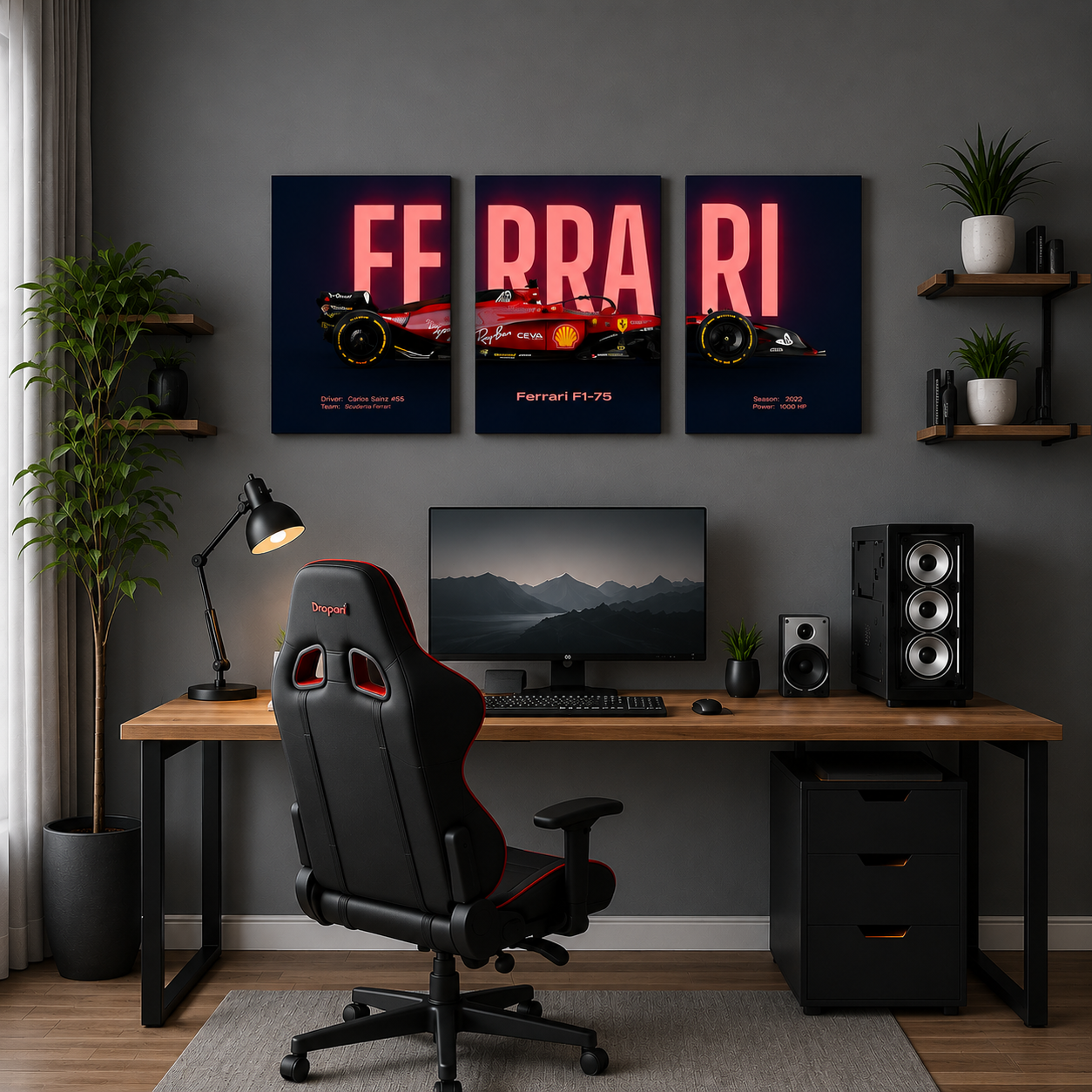 3 Pc Ferrari Wall Décor Photo Tiles | High Quality