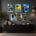 set of 5 italian vintage homes art themed wall art