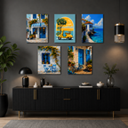 set of 5 italian vintage homes art themed wall art