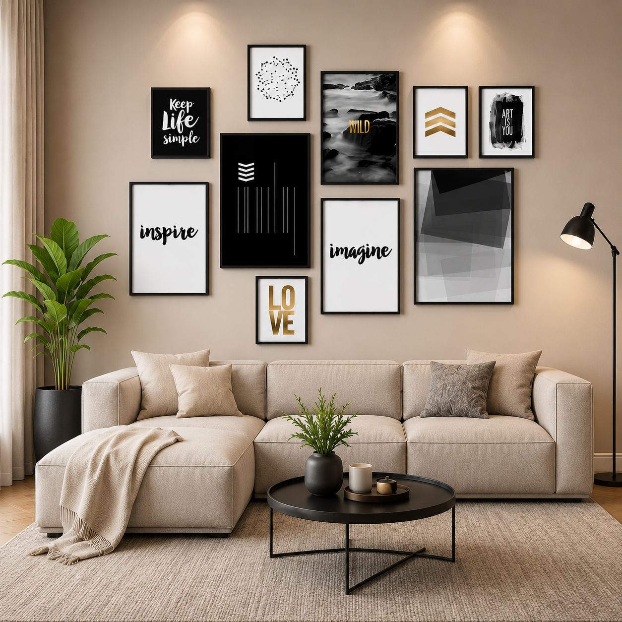 Motivational Wooden Wall Art Frame Set of 10