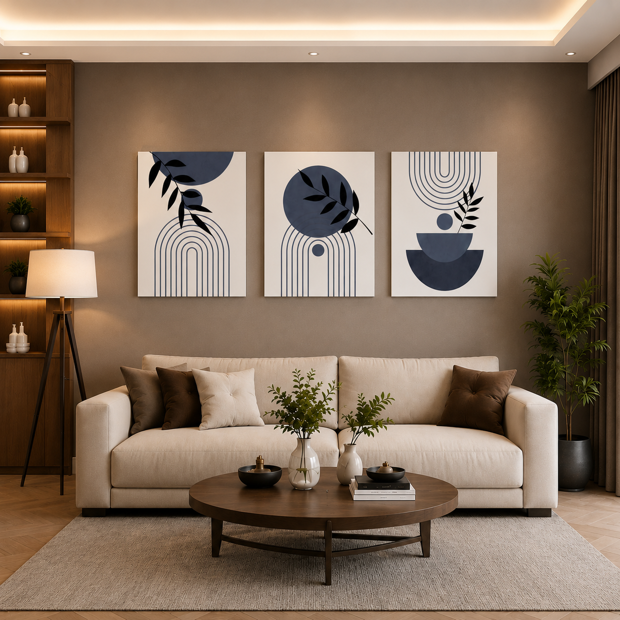 Set of 3 Abstract Botanical Wall Art Frames
