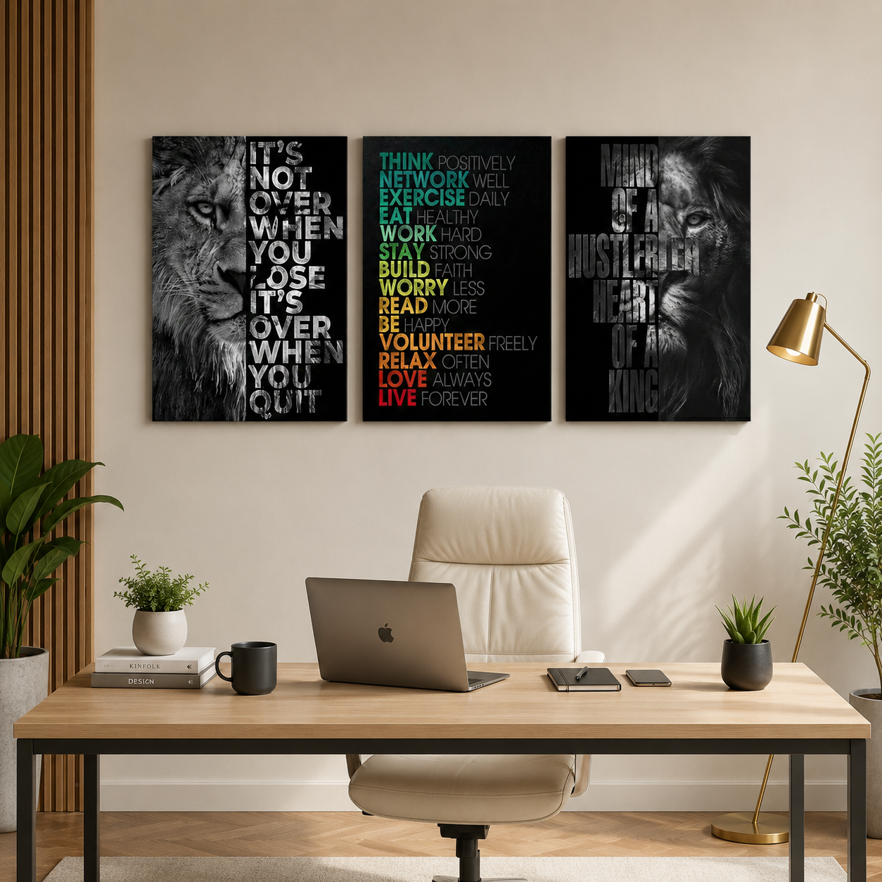 set of 3 Motivational sticky canvas frames for wall decore