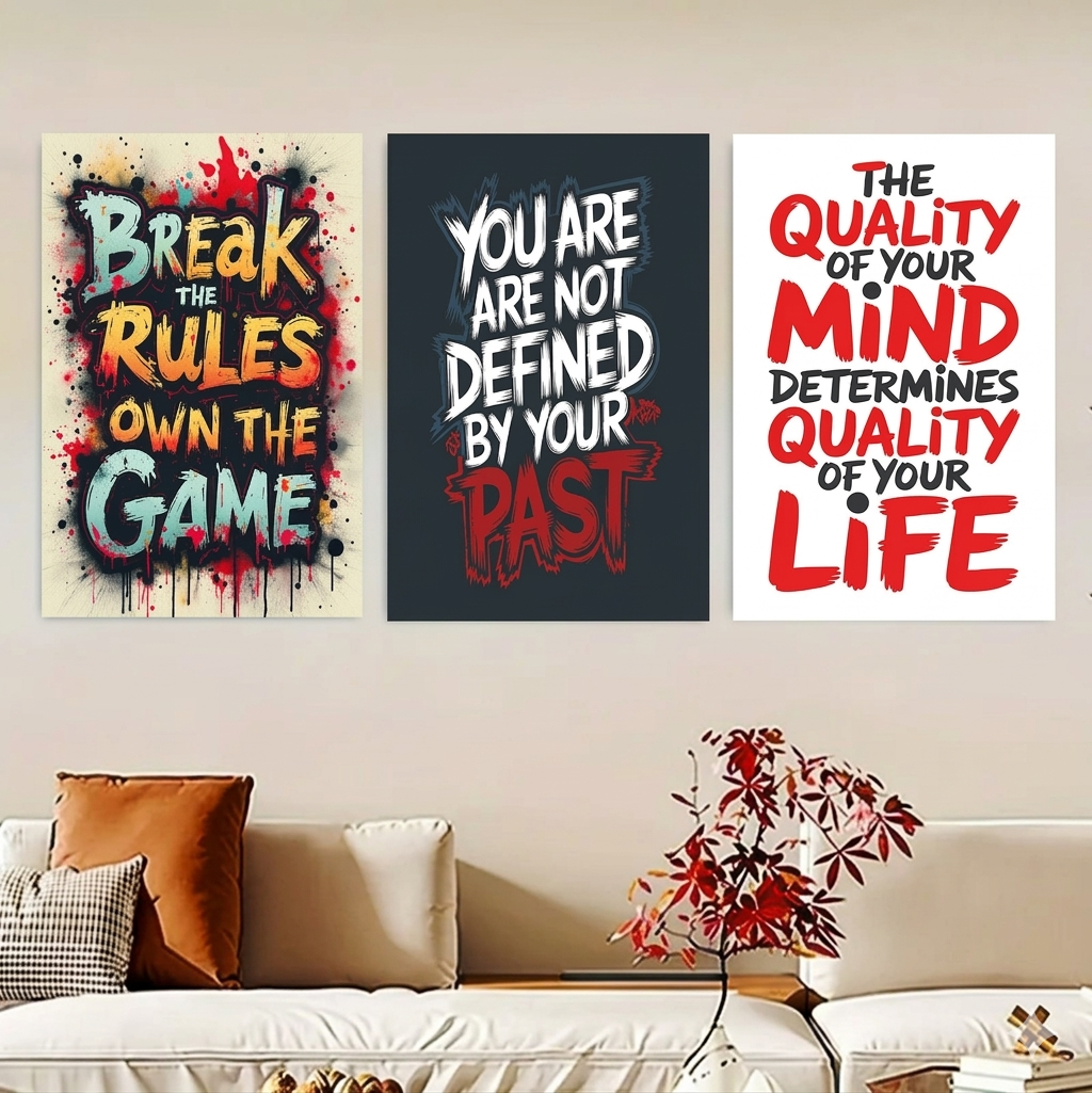 Set Of 3 Motivational Sticky Canvas Frames