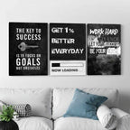 set of 3 Motivational sticky canvas frames for wall decore