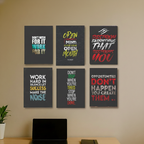 set of 6 Motivational wooden canvas frames for wall decore
