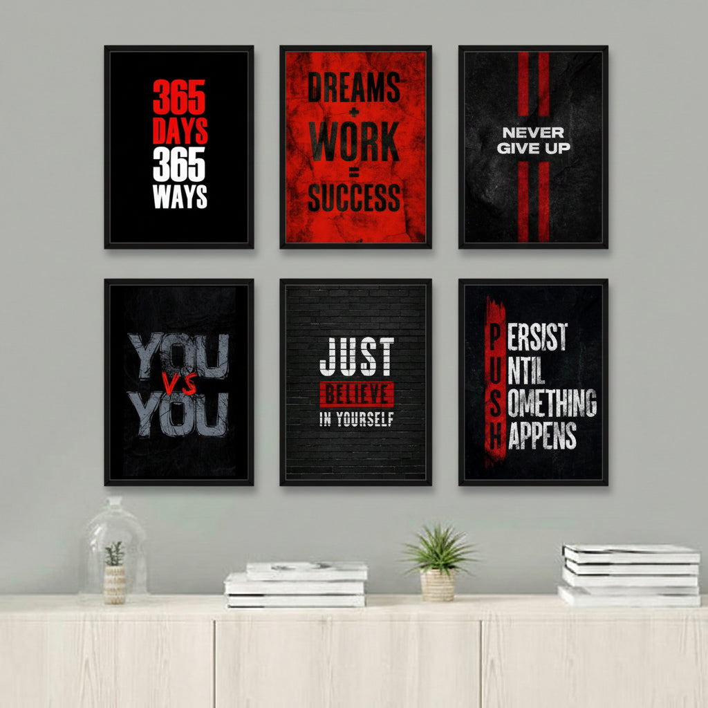Set of 6 Motivational Wall Art Frames