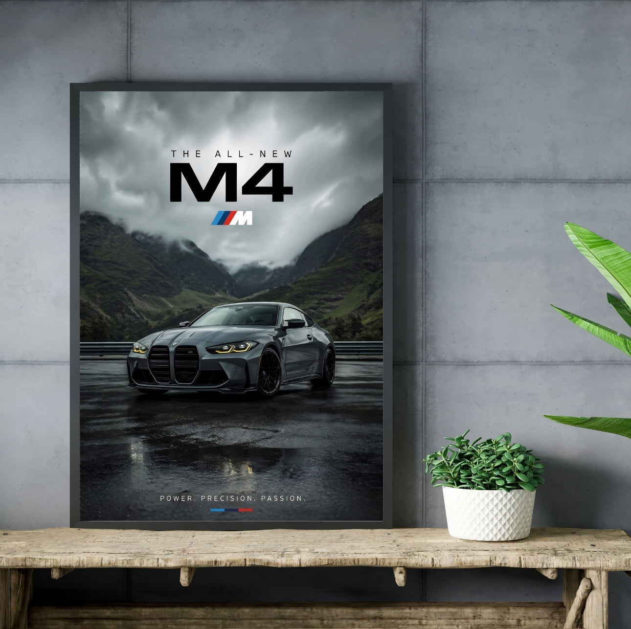 BMW M4 Dark Themed Cenimatic Wall Decor Art
