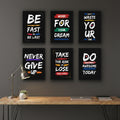 Pack of 6 Motivational sticky wooden frames for wall decore
