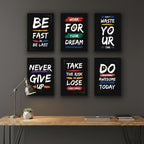 Pack of 6 Motivational sticky wooden frames for wall decore