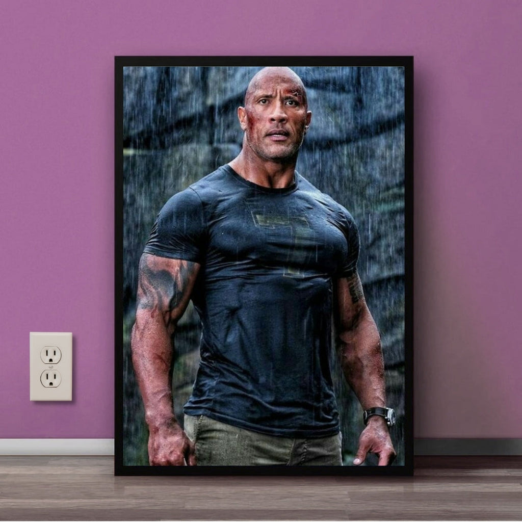 Dwayne Johnson Body Building Vector Wall Art Frame