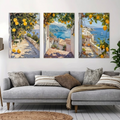 Set of 3 Vintage Mediterranean Coastal Lemon Tree