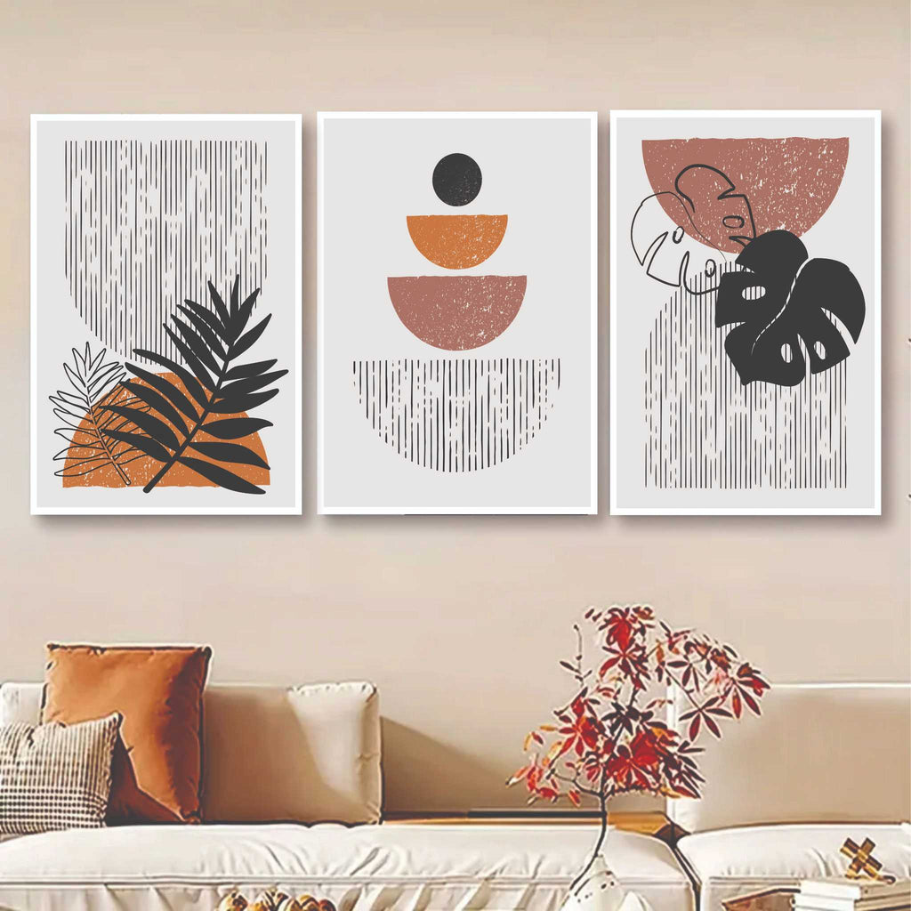 Set Of 3, Abstract Leaf Wall Art Frame