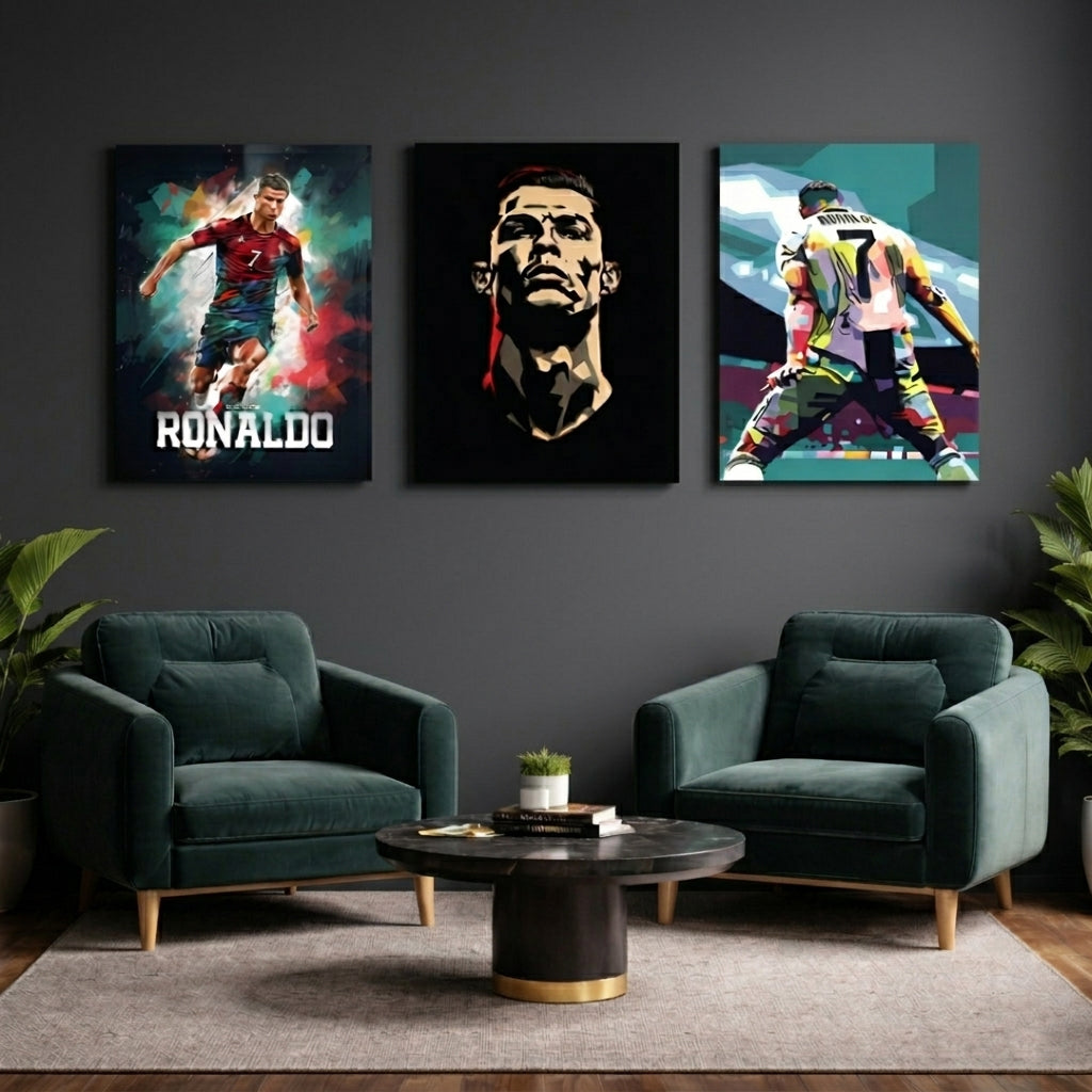 Set of 3 Cristiano Ronaldo CR7 Wooden Frame