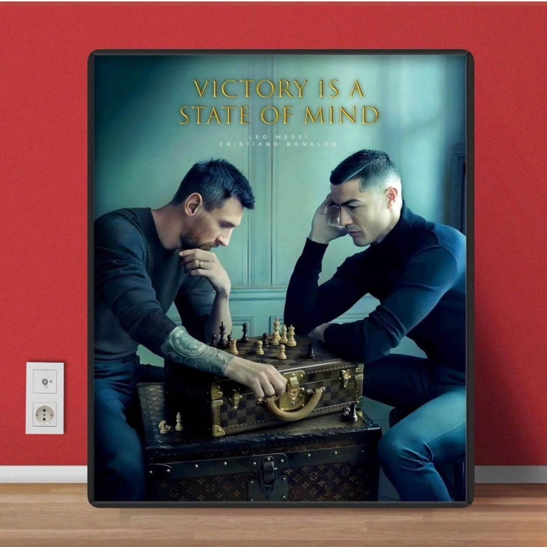 Ronaldo X Messi - Victory is State of Mind Motivationl Wall Decor Frame