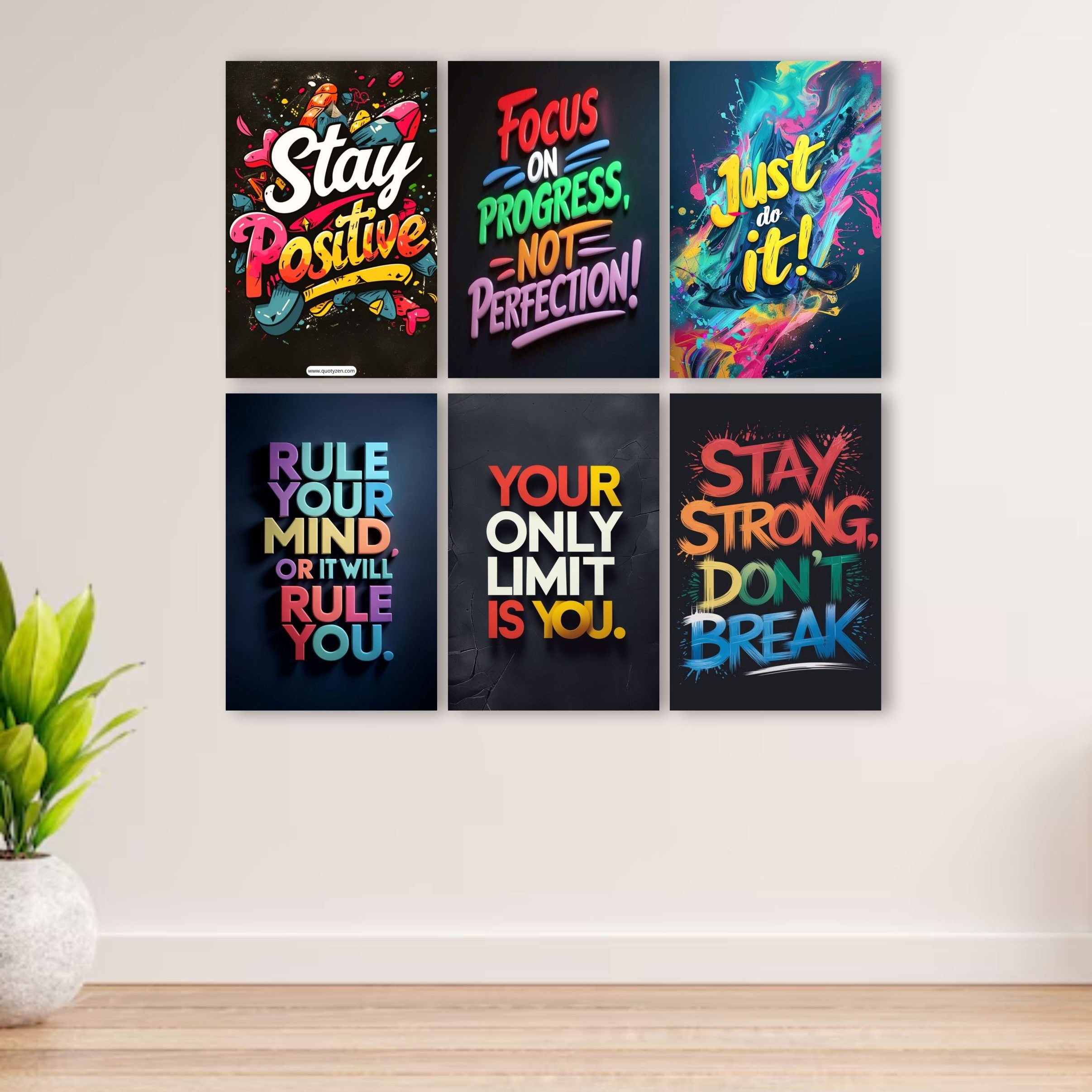 Set Of 6 Motivational Art Wooden Frames For Wall Decoration
